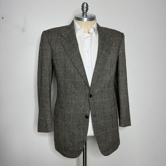 Oxxford‎ Clothes Sport Coat Blazer 42L Mens Gray Herringbone Wool